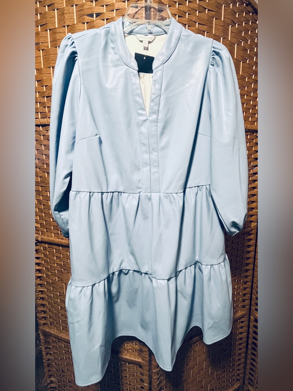 Crown & Ivy Leather Like Light Blue Dress L